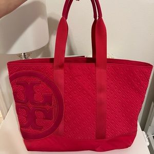 Tory Burch Pink Quilted Nylon Tote